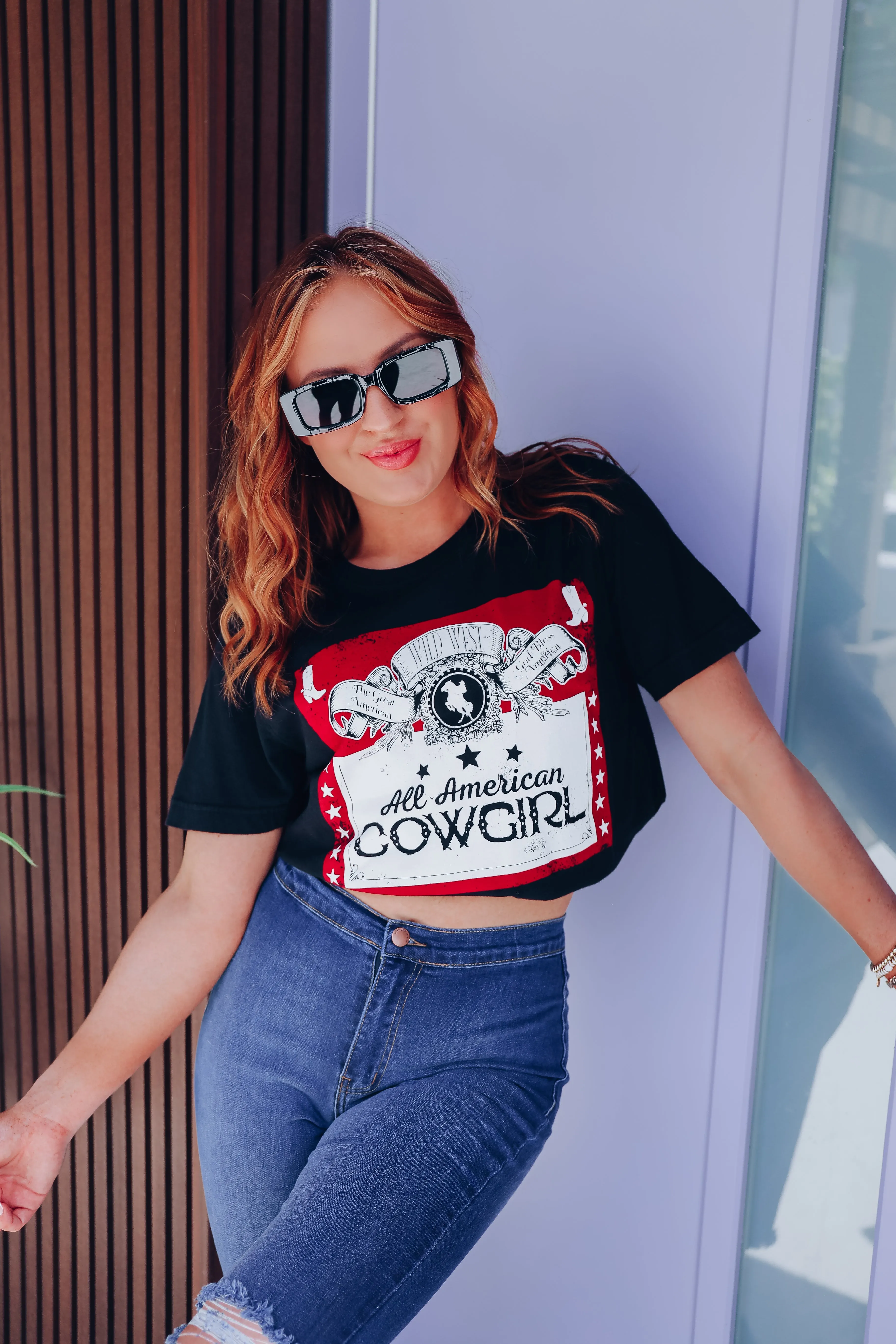 All American Cowgirl Graphic Tee - Black
