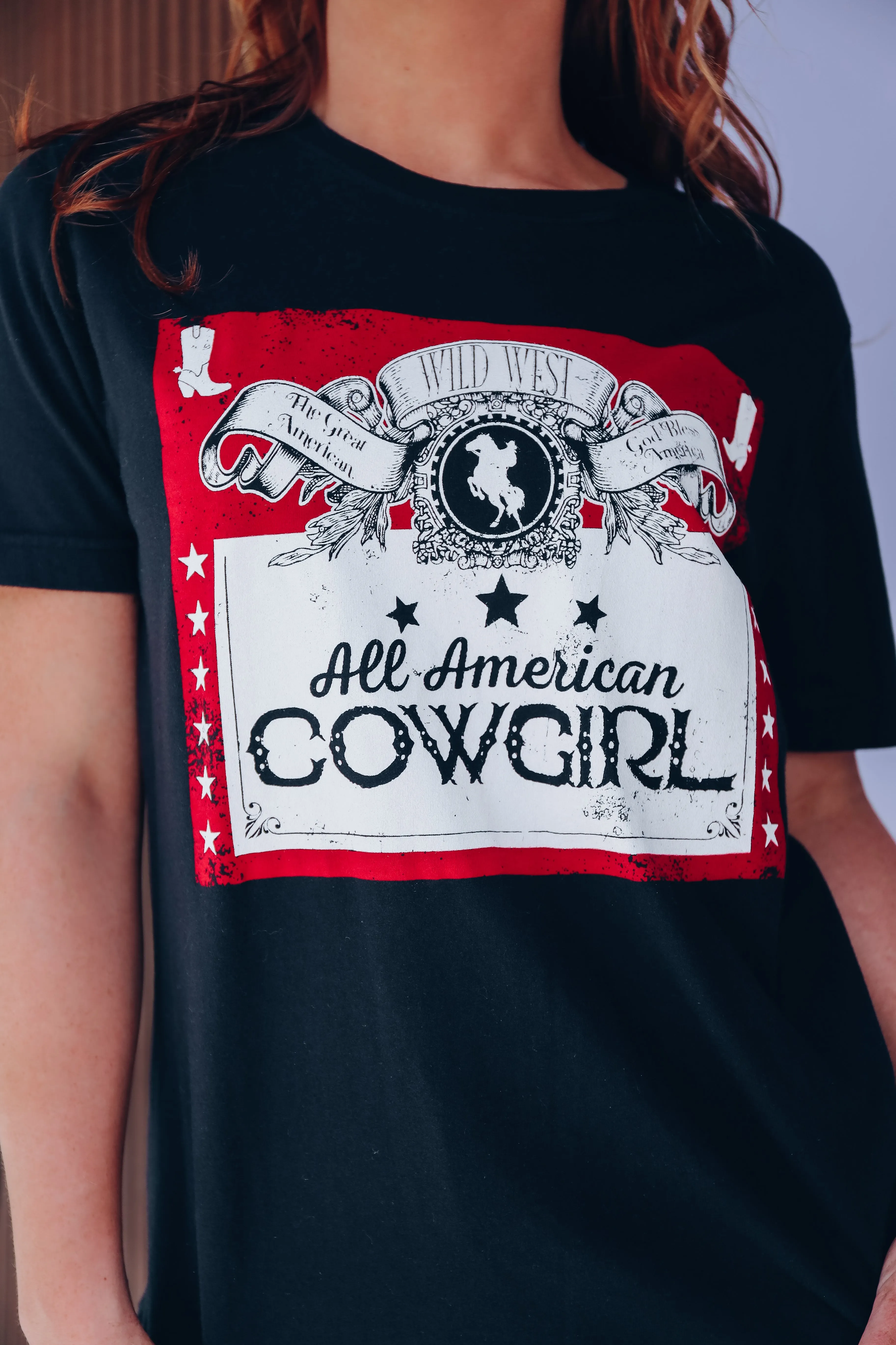 All American Cowgirl Graphic Tee - Black