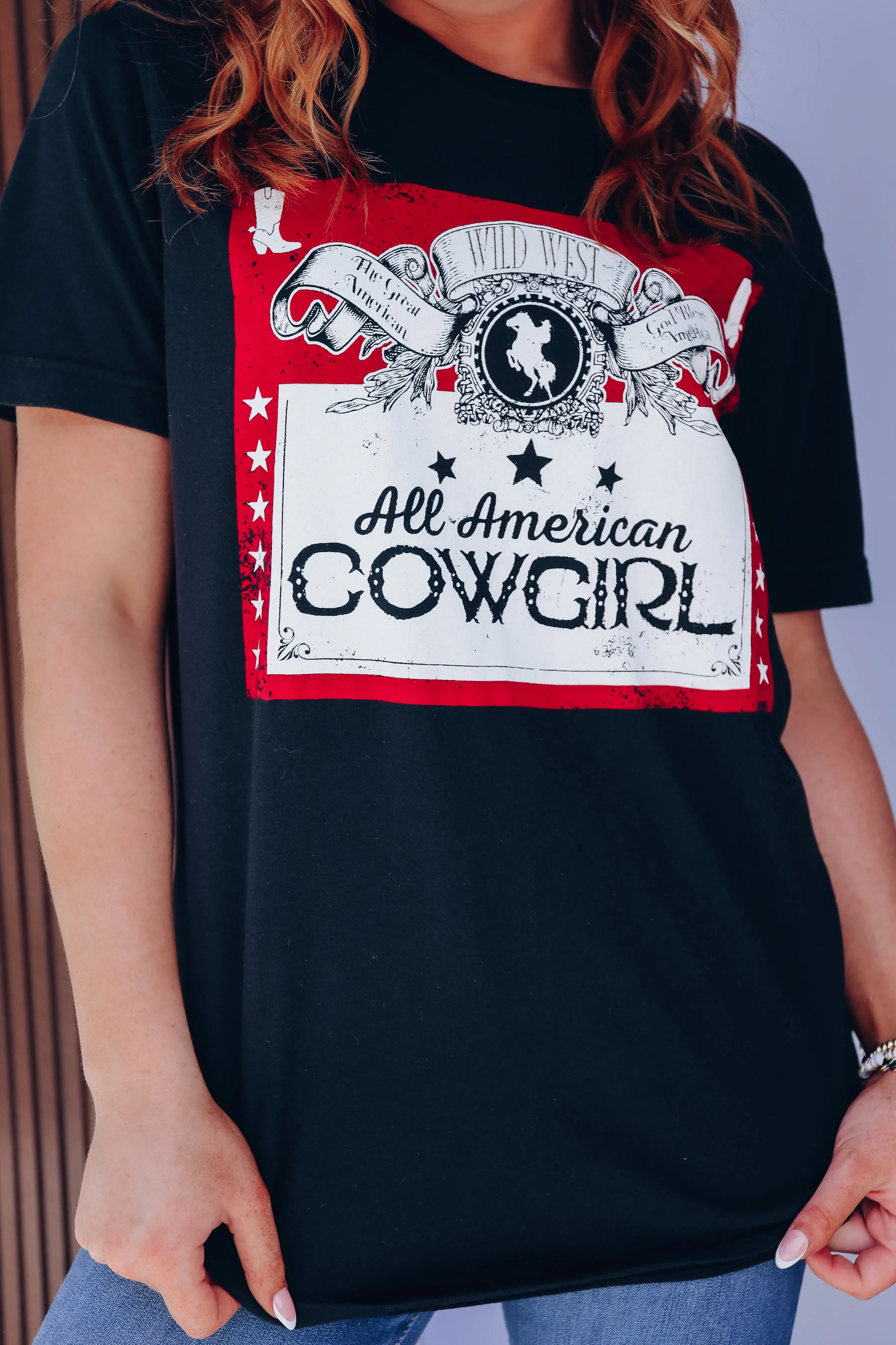 All American Cowgirl Graphic Tee - Black