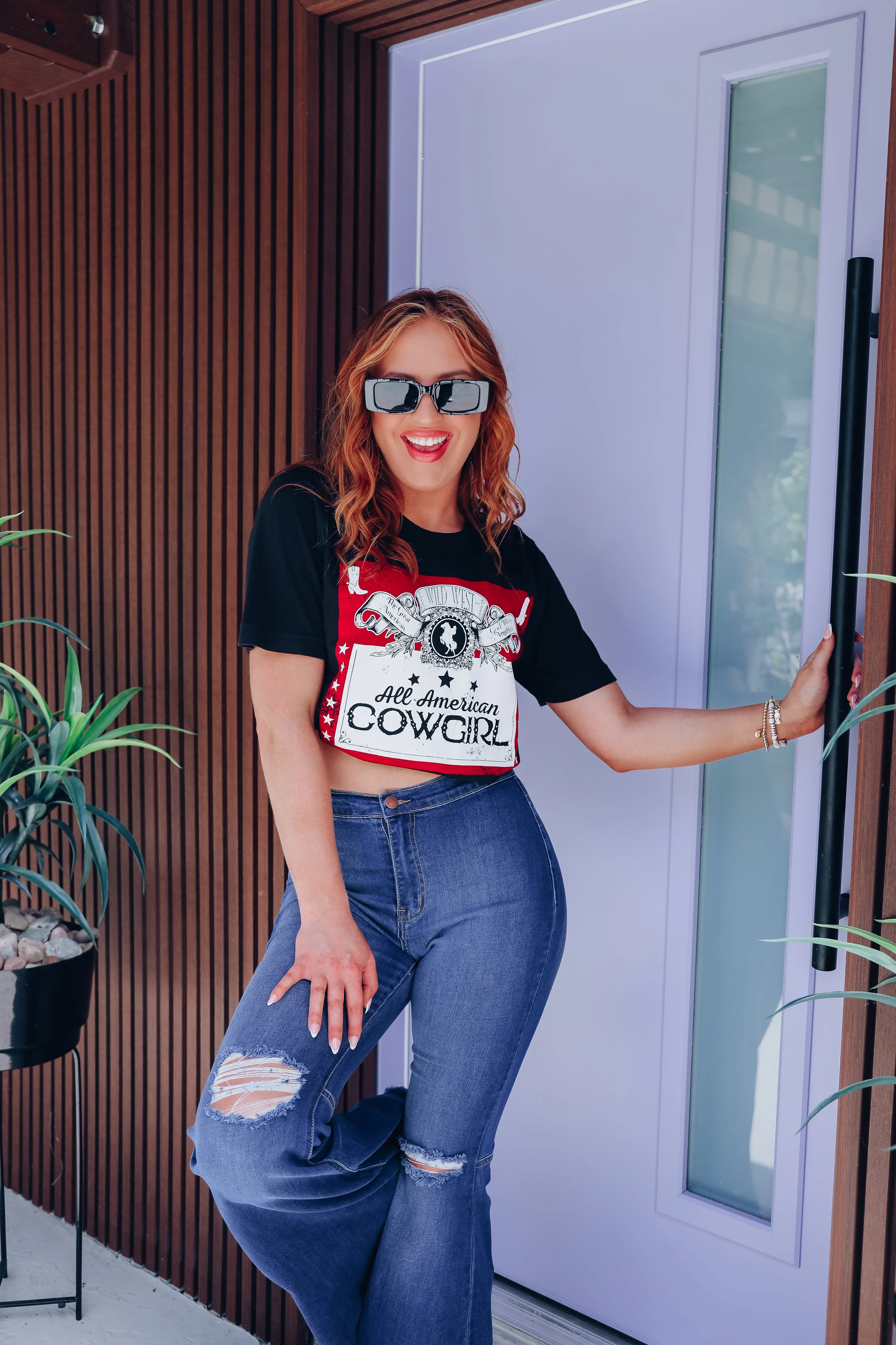 All American Cowgirl Graphic Tee - Black