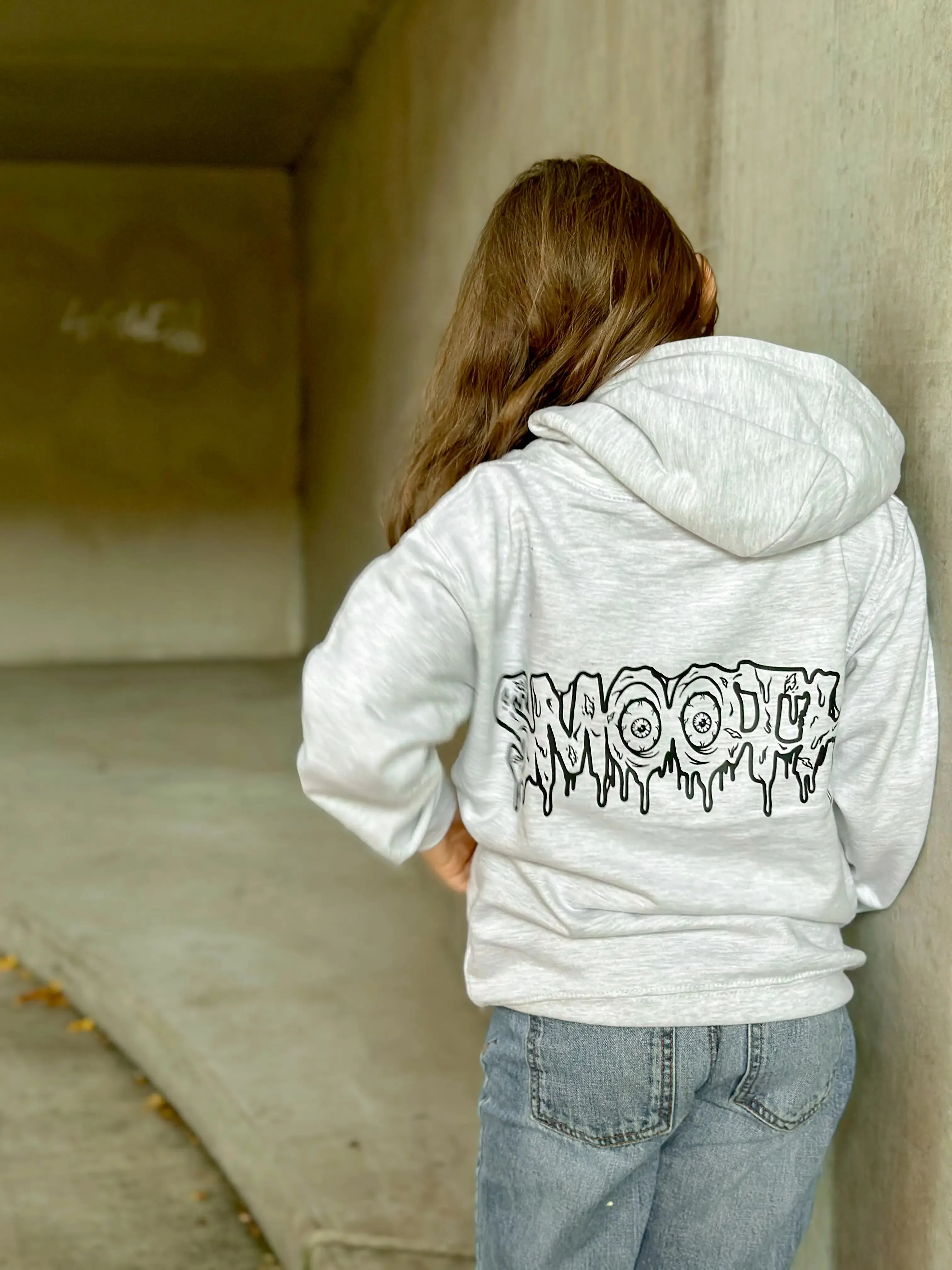 Ash Kids Hoodie / Drip Black Front Back Girls