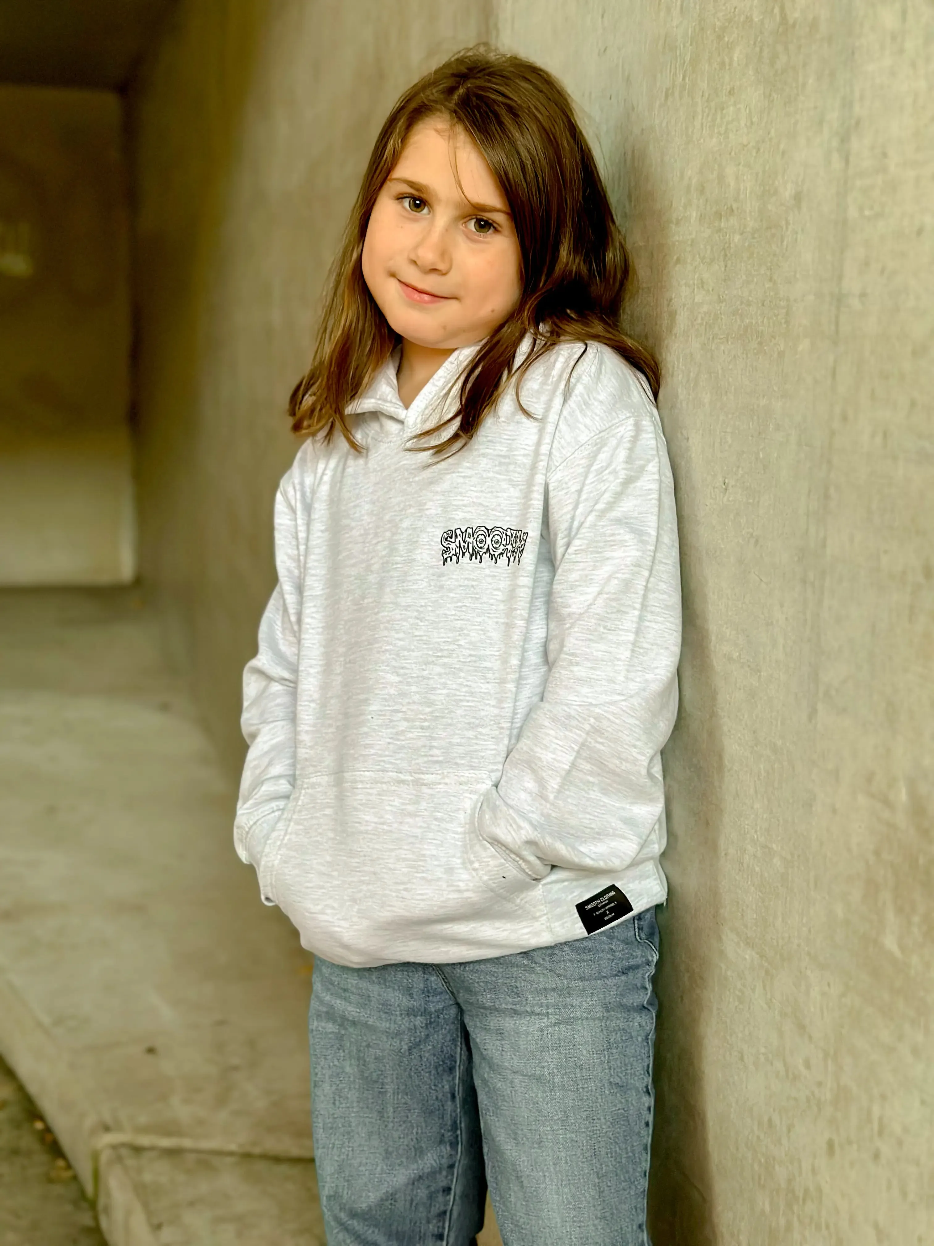 Ash Kids Hoodie / Drip Black Front Back Girls