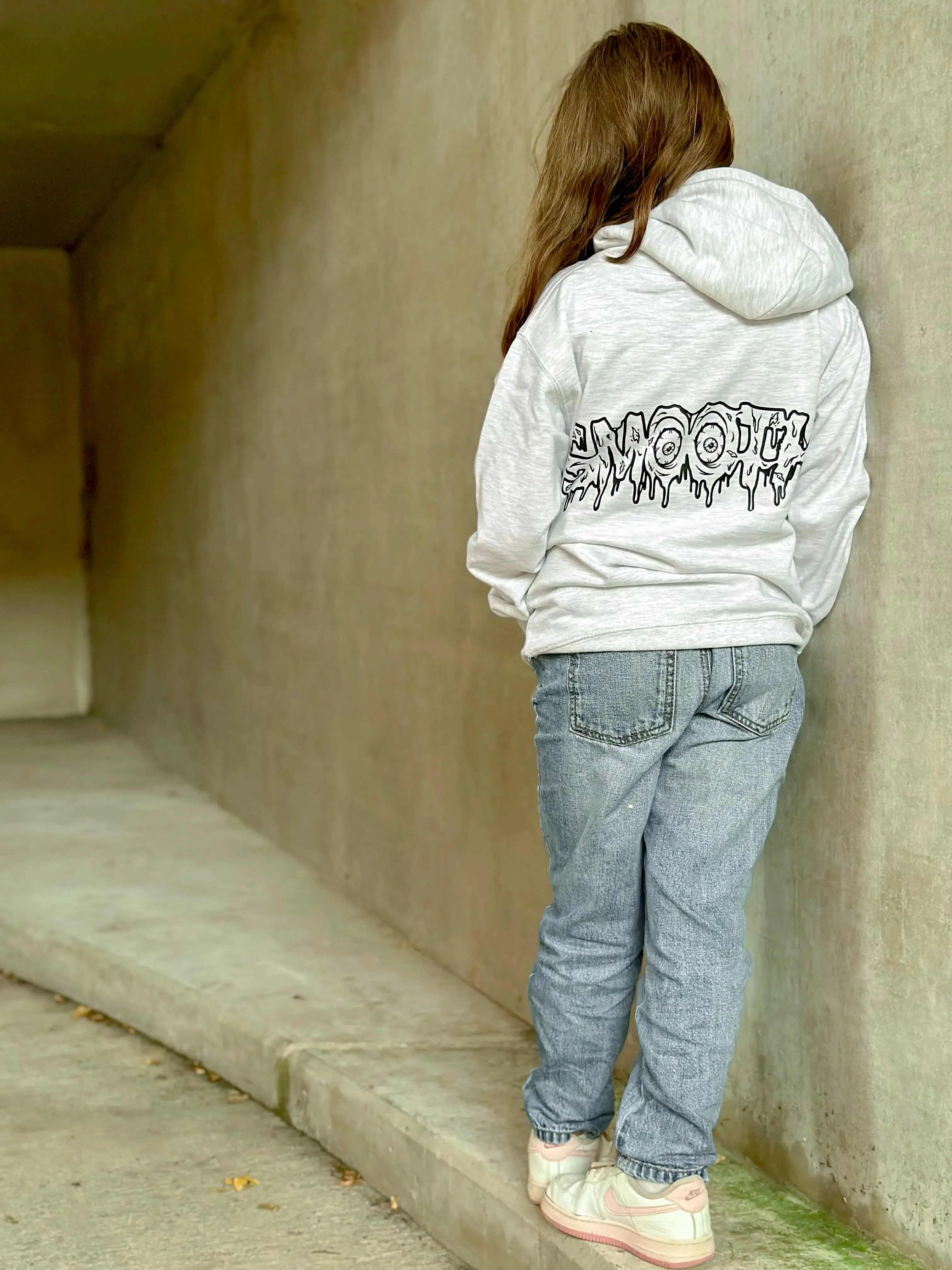 Ash Kids Hoodie / Drip Black Front Back Girls