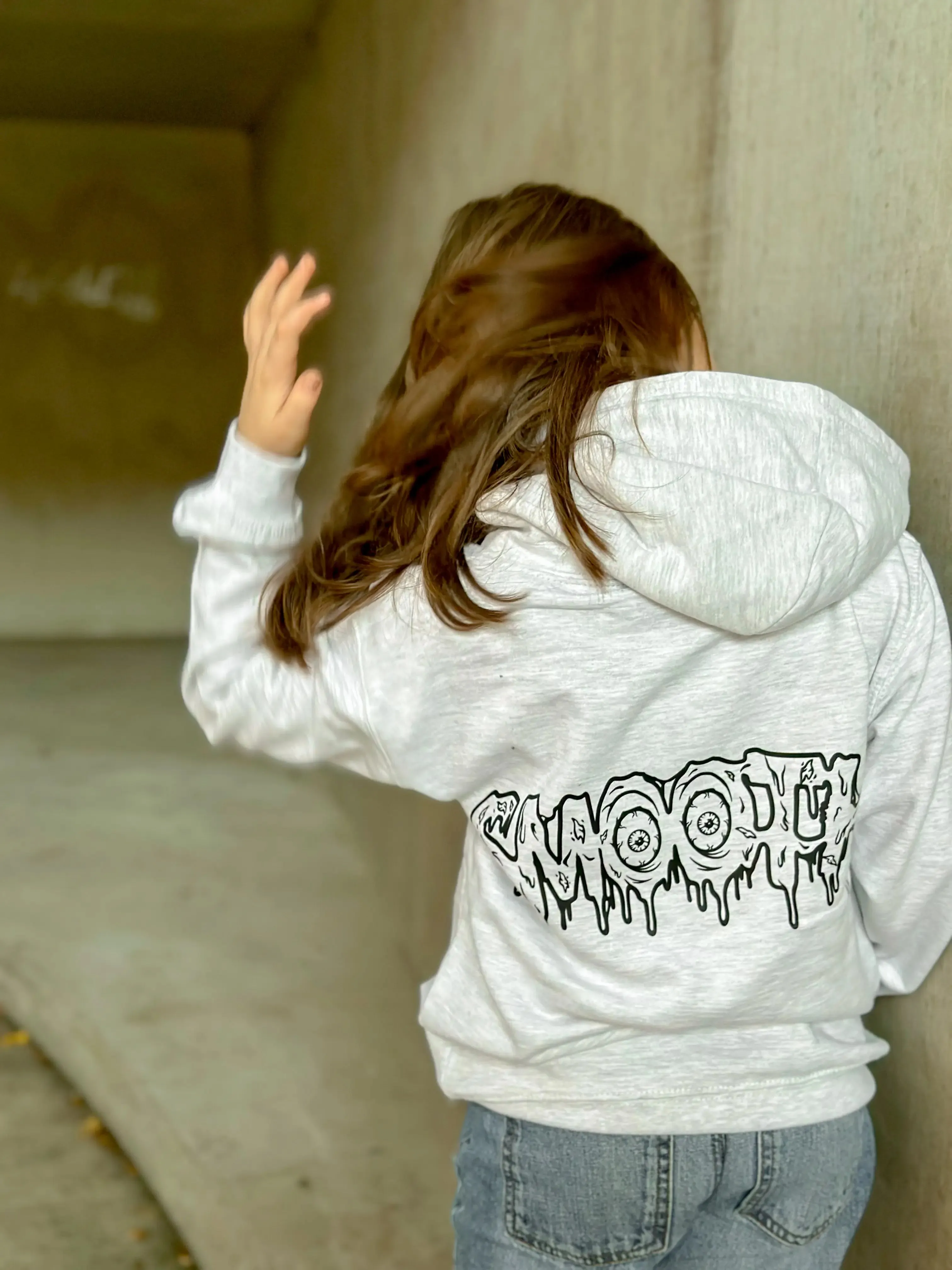 Ash Kids Hoodie / Drip Black Front Back Girls