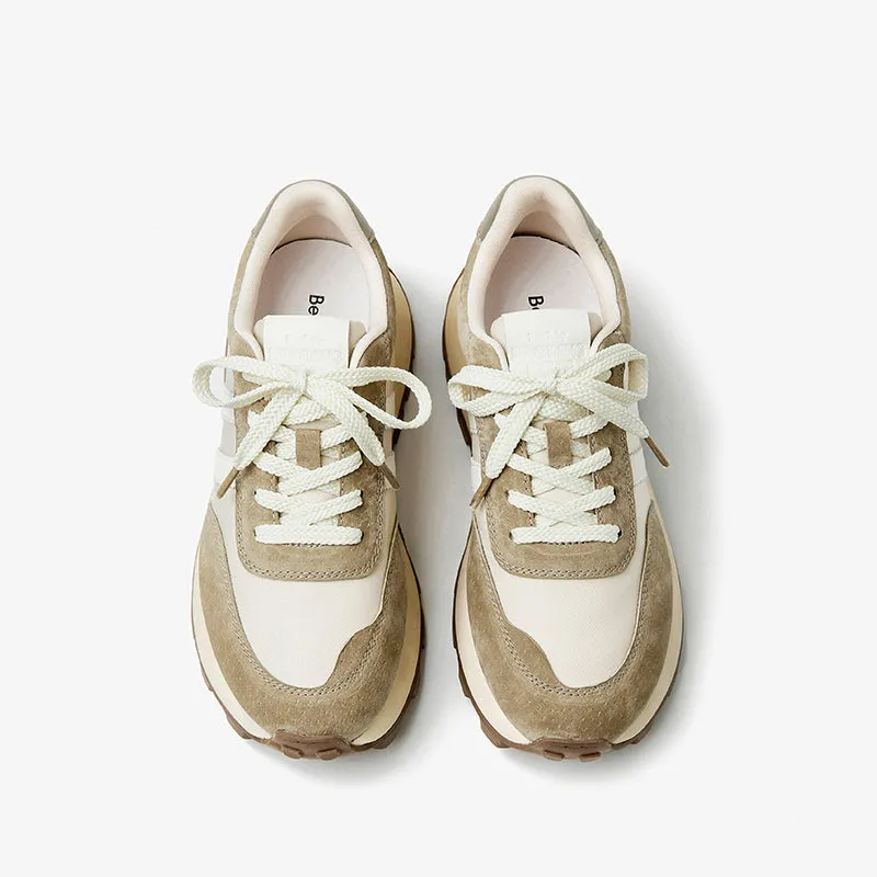 Beautoday Suede Lug Sole Chunky Sneakers with Round Toe Design for Women