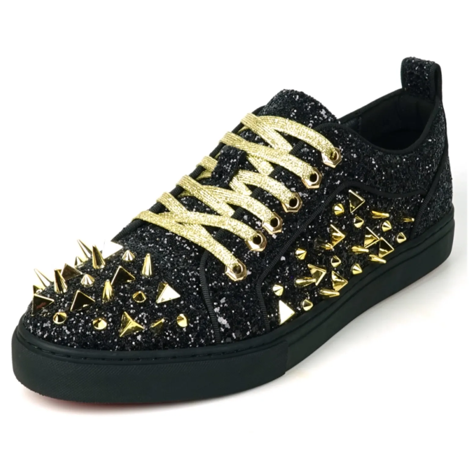 Black Glitter Black Spikes Low Cut Sneaker Encore by Fiesso