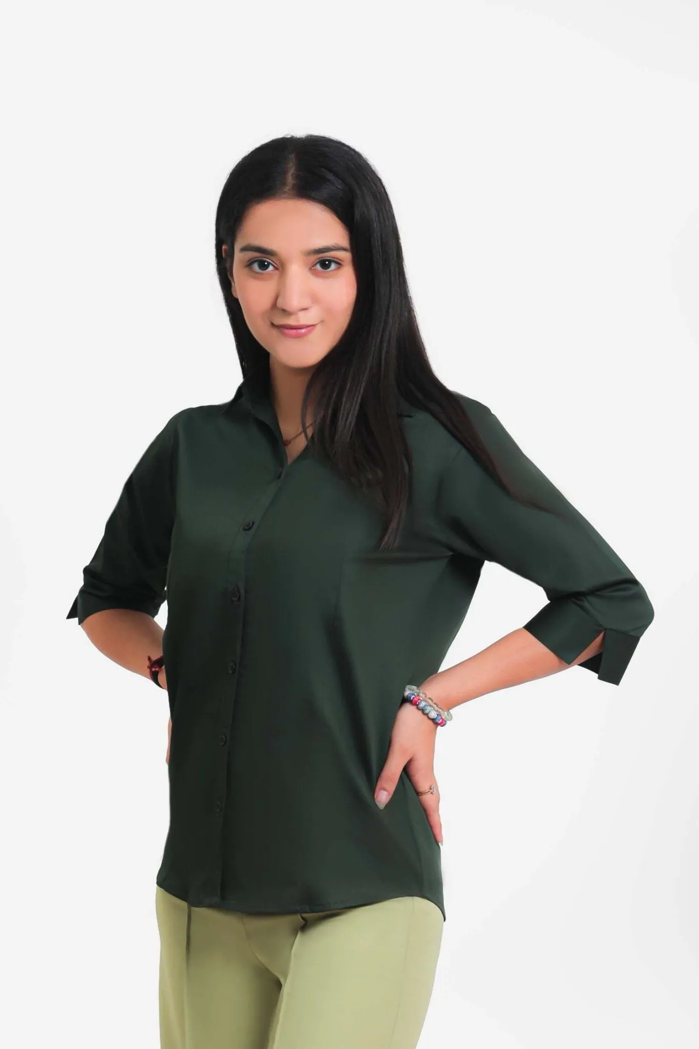 bluebird Women's Dark Green Formal Shirt