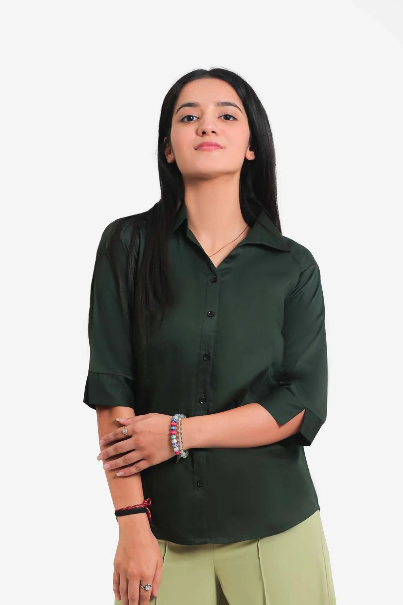 bluebird Women's Dark Green Formal Shirt