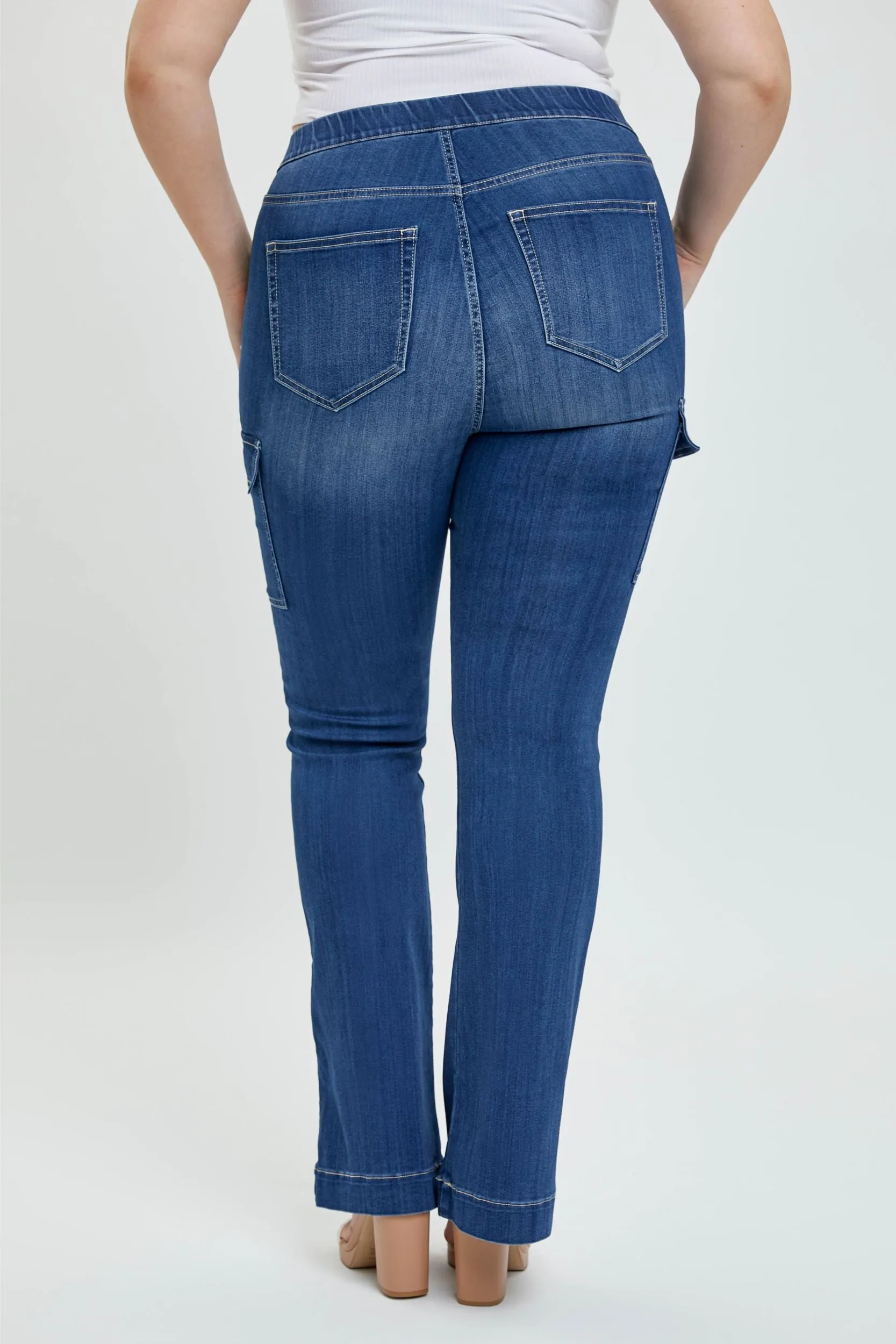 Cello Pull On Flare Jegging Cargo Jeans (plus)