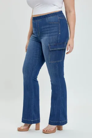 Cello Pull On Flare Jegging Cargo Jeans (plus)