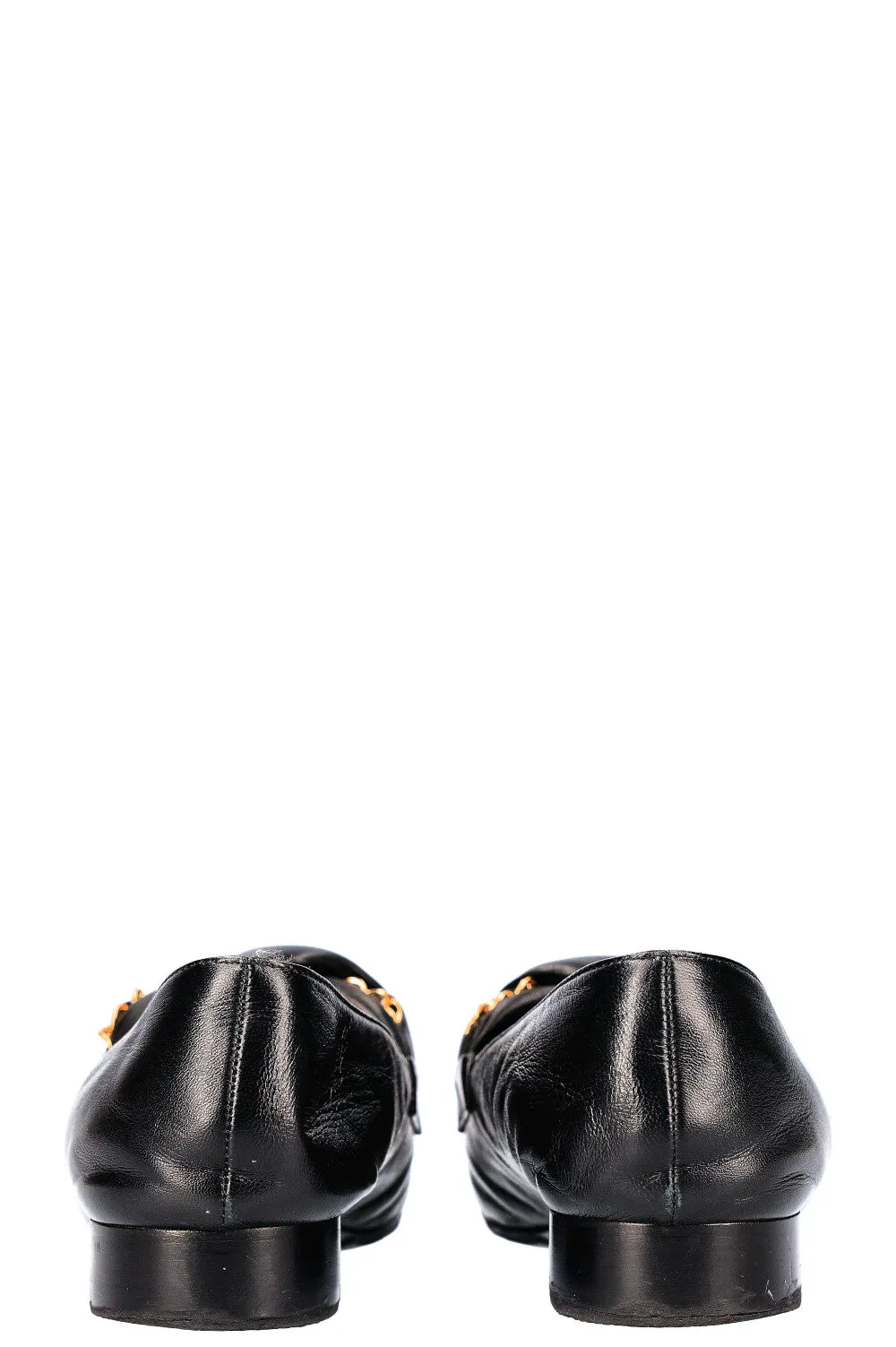 CHANEL Braided Chain Loafer Flats Black