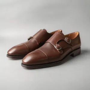Double Monk Strap in Dark Brown Box Calf Leather