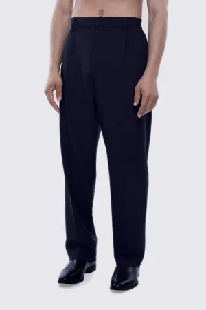 EASY IRON RELAXED TROUSERS IN BLUE