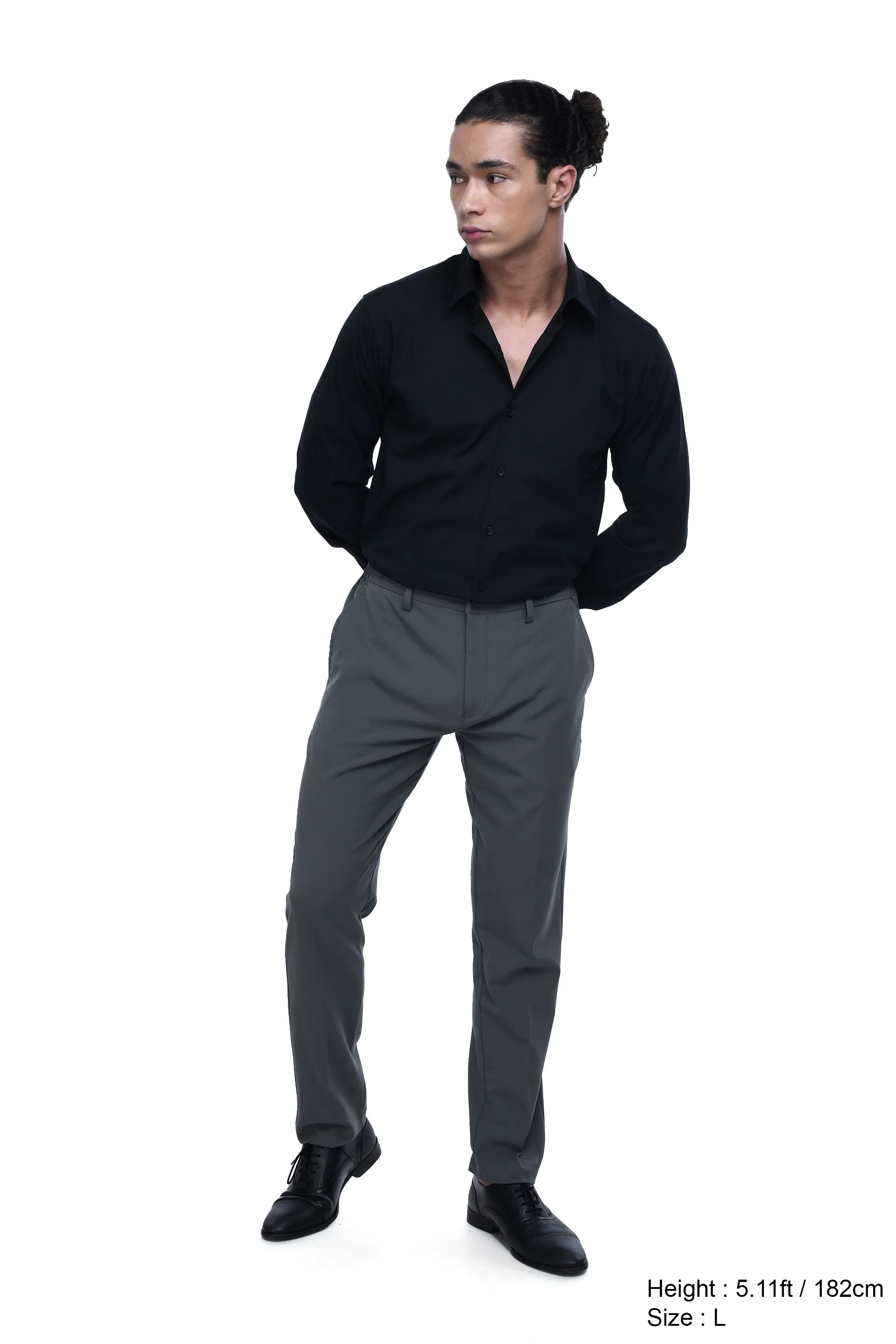 EASY IRON STRETCH SHIRT IN BLACK