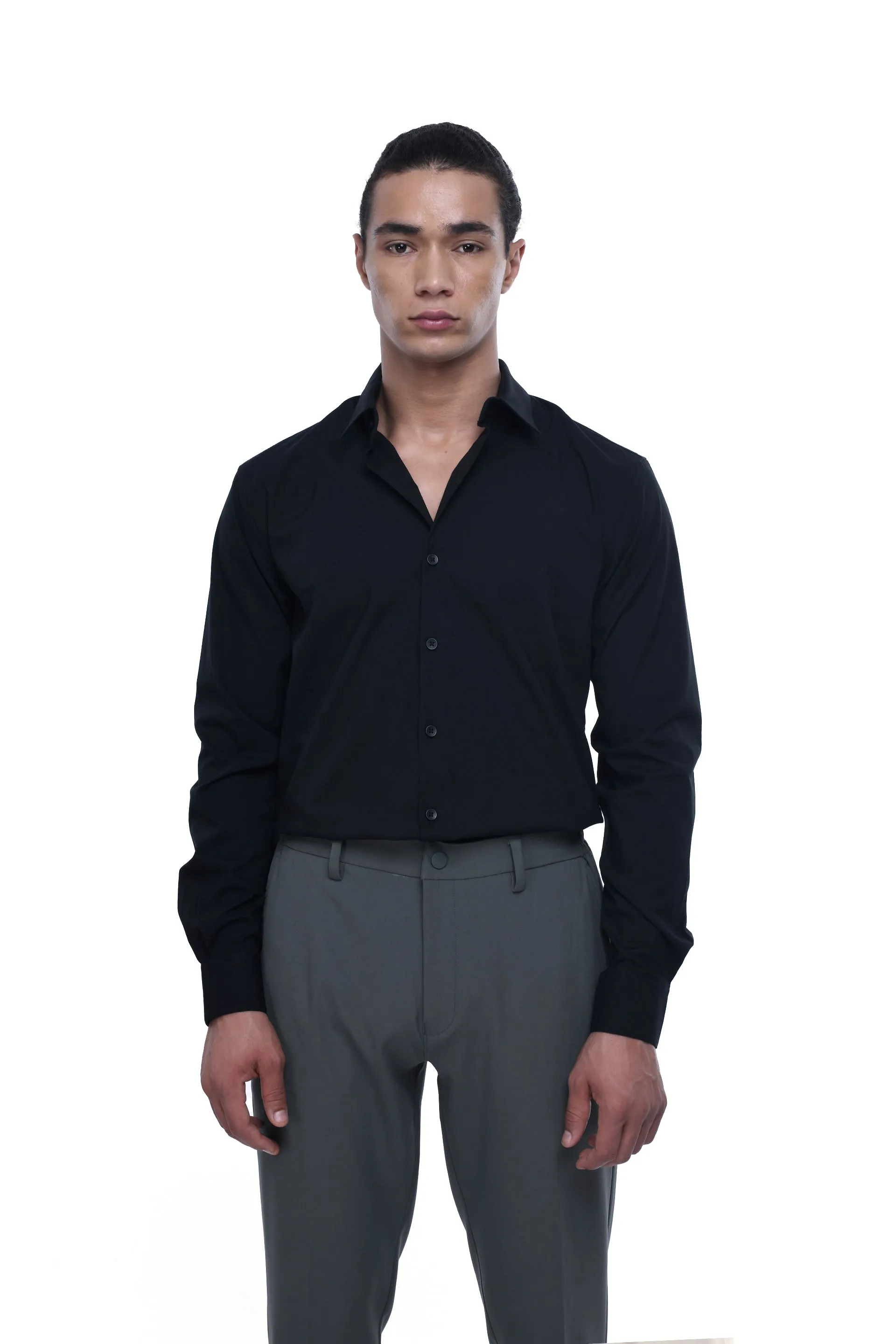 EASY IRON STRETCH SHIRT IN BLACK