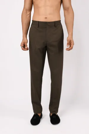 EASY IRON TAILORED TROUSERS IN BROWN