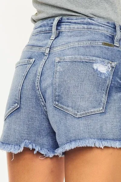Explore More Collection - Kancan Distressed Raw Hem Denim Shorts