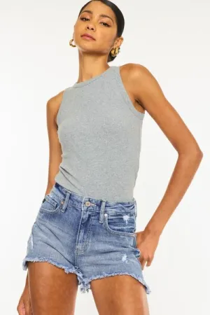 Explore More Collection - Kancan Distressed Raw Hem Denim Shorts