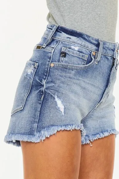 Explore More Collection - Kancan Distressed Raw Hem Denim Shorts