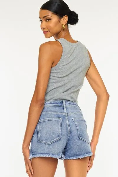 Explore More Collection - Kancan Distressed Raw Hem Denim Shorts