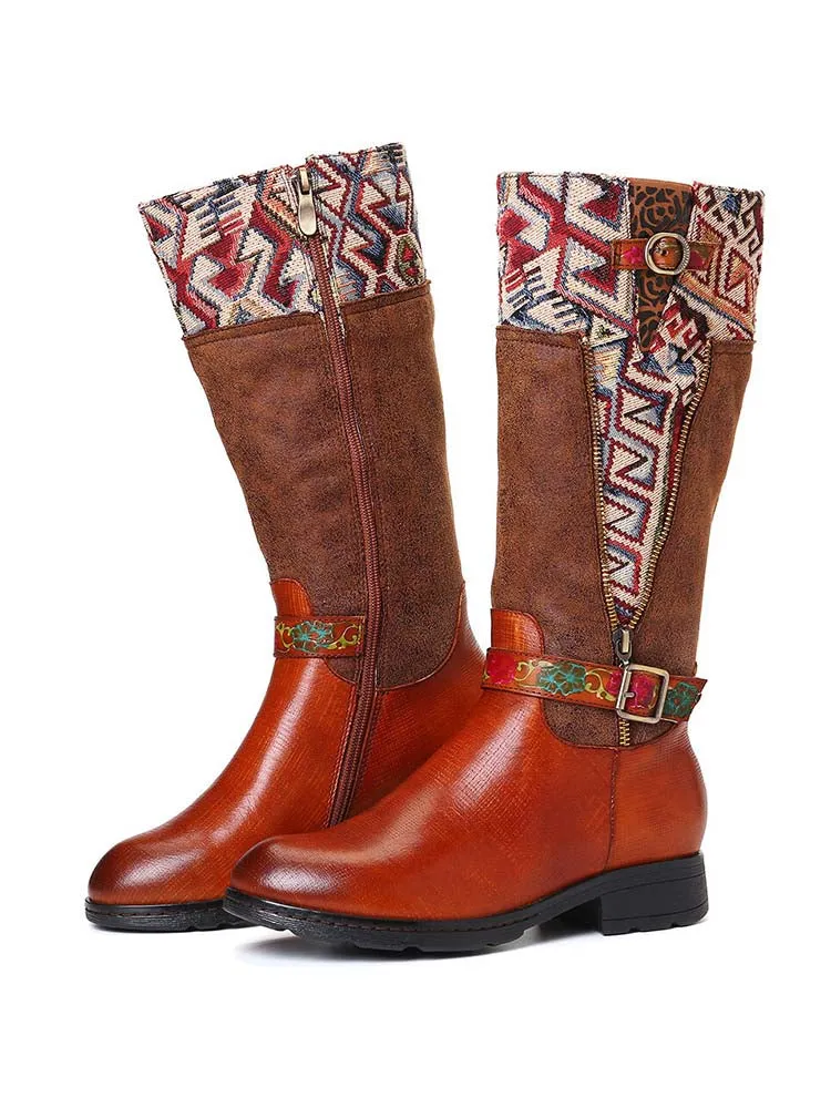Geometric Patterns Embroidered Handmade Retro Boots