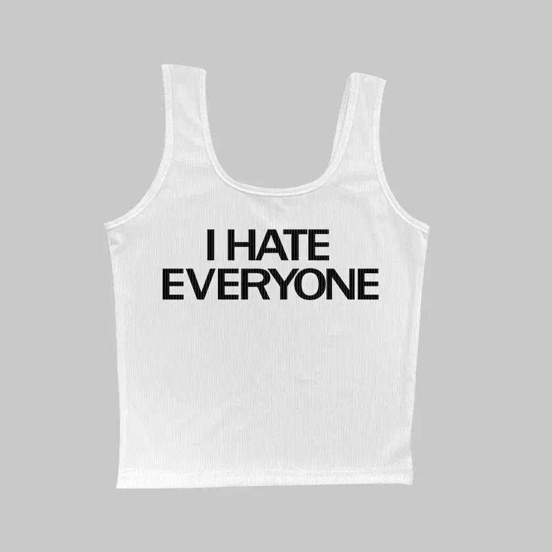 Harajuku Vintage Tank Top: 'I Hate Everyone' Print From Kawaii Stop