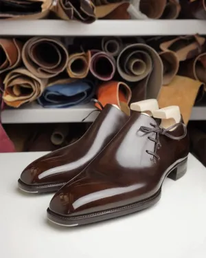 Height Increasing Brown Leather Camria Whole Cut Oxfords - Formal Shoes