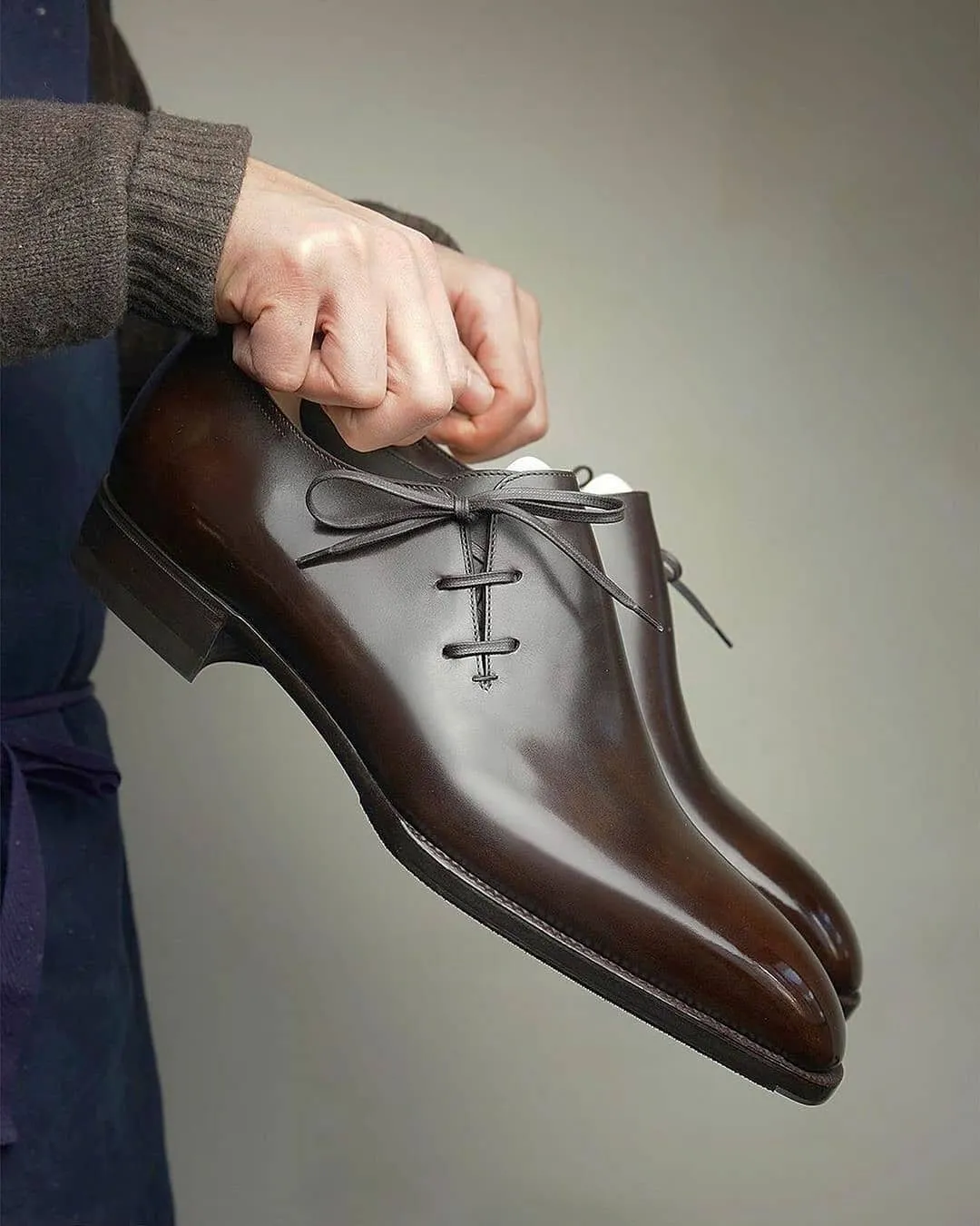 HEIGHT INCREASING BROWN LEATHER CAMRIA WHOLECUT OXFORDS SHOES