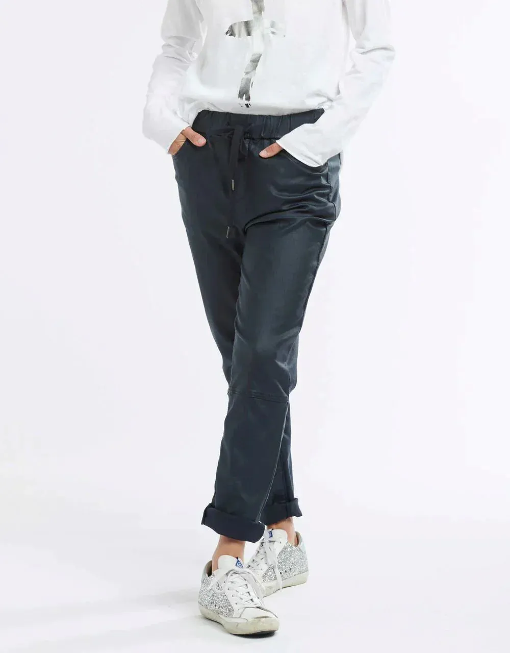 ITALIAN STAR - Navy coated jogger pant! 10