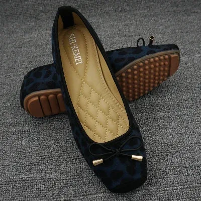 JELLYFOND Joyously Comfy Leopard Print Ballet Flat Shoes