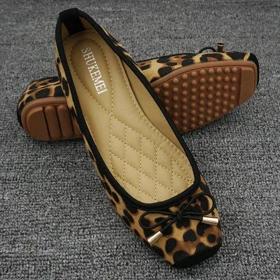 JELLYFOND Joyously Comfy Leopard Print Ballet Flat Shoes