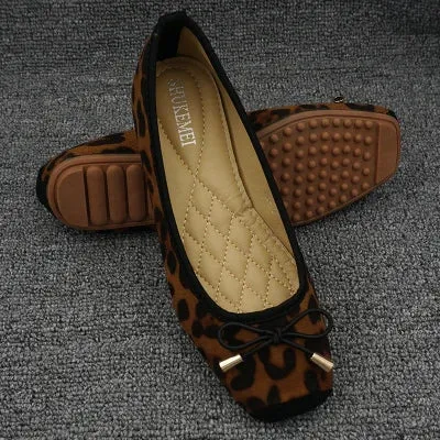 JELLYFOND Joyously Comfy Leopard Print Ballet Flat Shoes