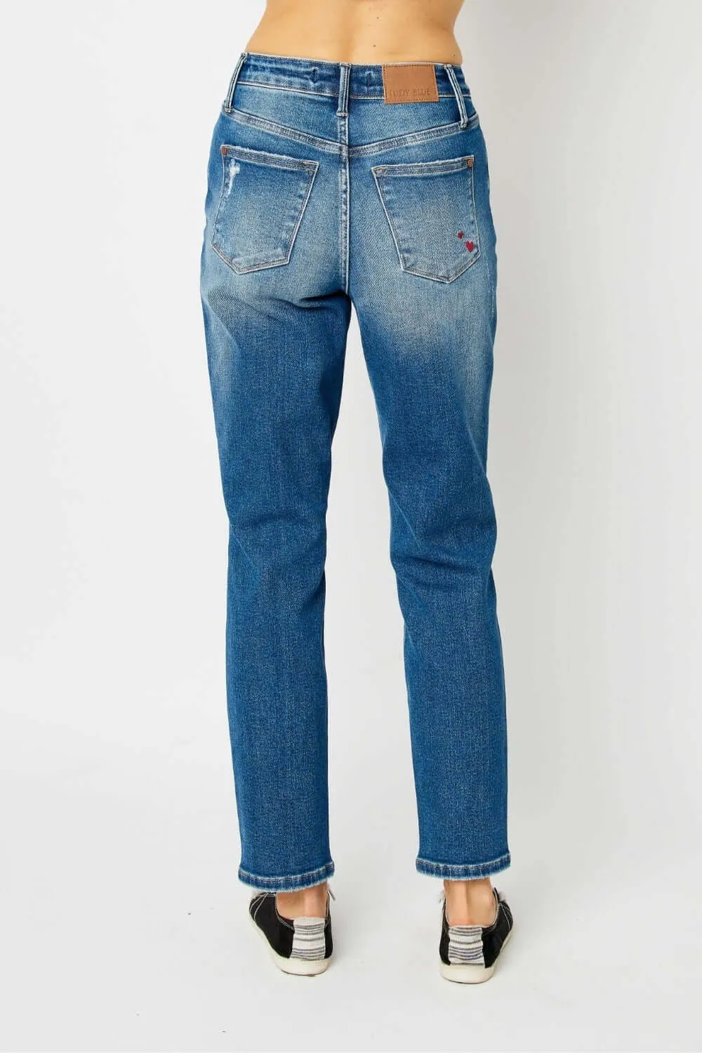 Judy Blue  Medium Blue Distressed Slim Jeans