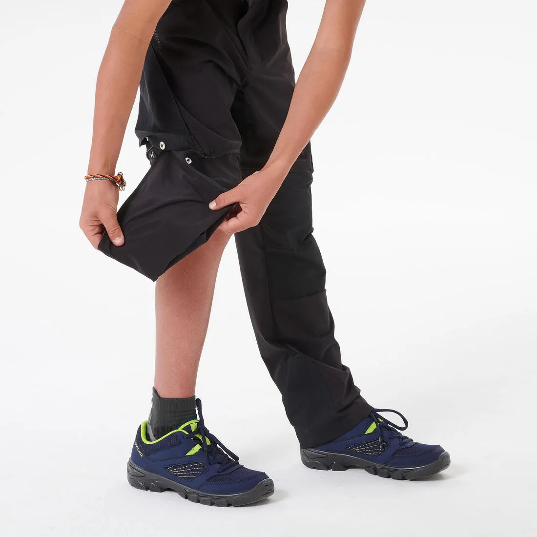 Kids’ Modular Hiking Trousers MH500 Aged 7-15 Dark Petrol
