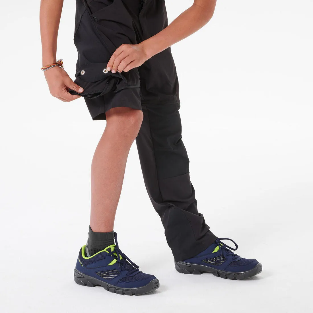 Kids’ Modular Hiking Trousers MH500 Aged 7-15 Dark Petrol