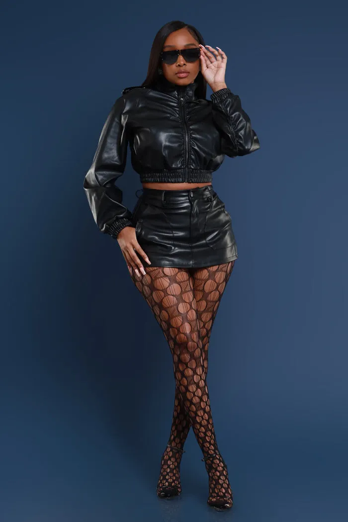 Lead Me Faux Leather Mini Skort - Black