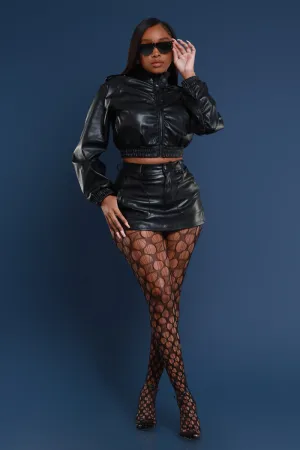 Lead Me Faux Leather Mini Skort - Black
