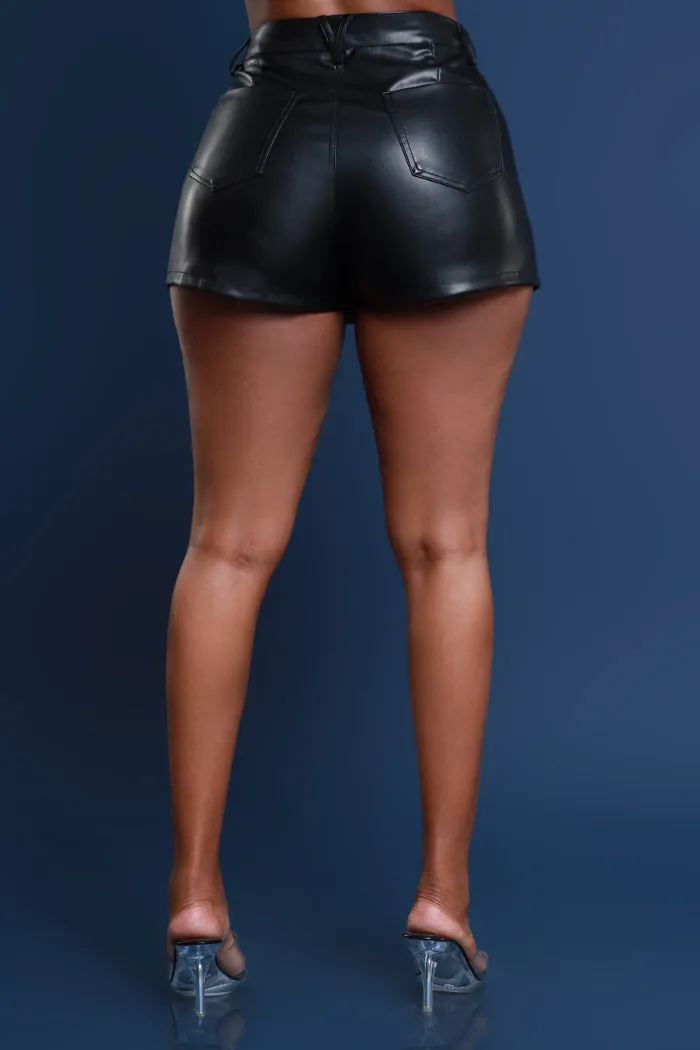 Lead Me Faux Leather Mini Skort - Black