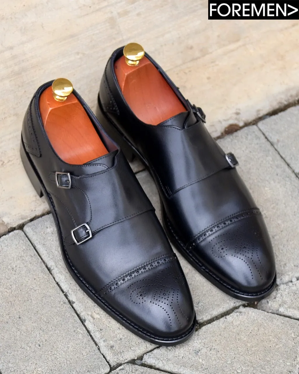 LUCIAN | Black Leather Sole Monkstraps