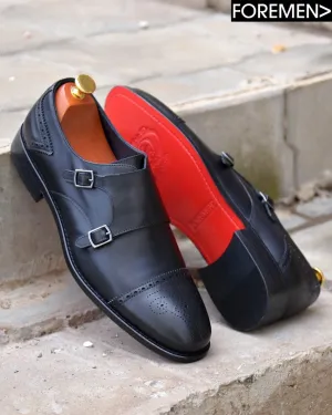 LUCIAN | Black Leather Sole Monkstraps