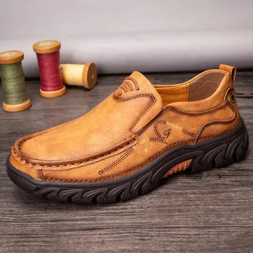 Men Non Slip Outdoor Business Casual Slip On Leather Shoes