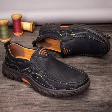 Men Non Slip Outdoor Business Casual Slip On Leather Shoes