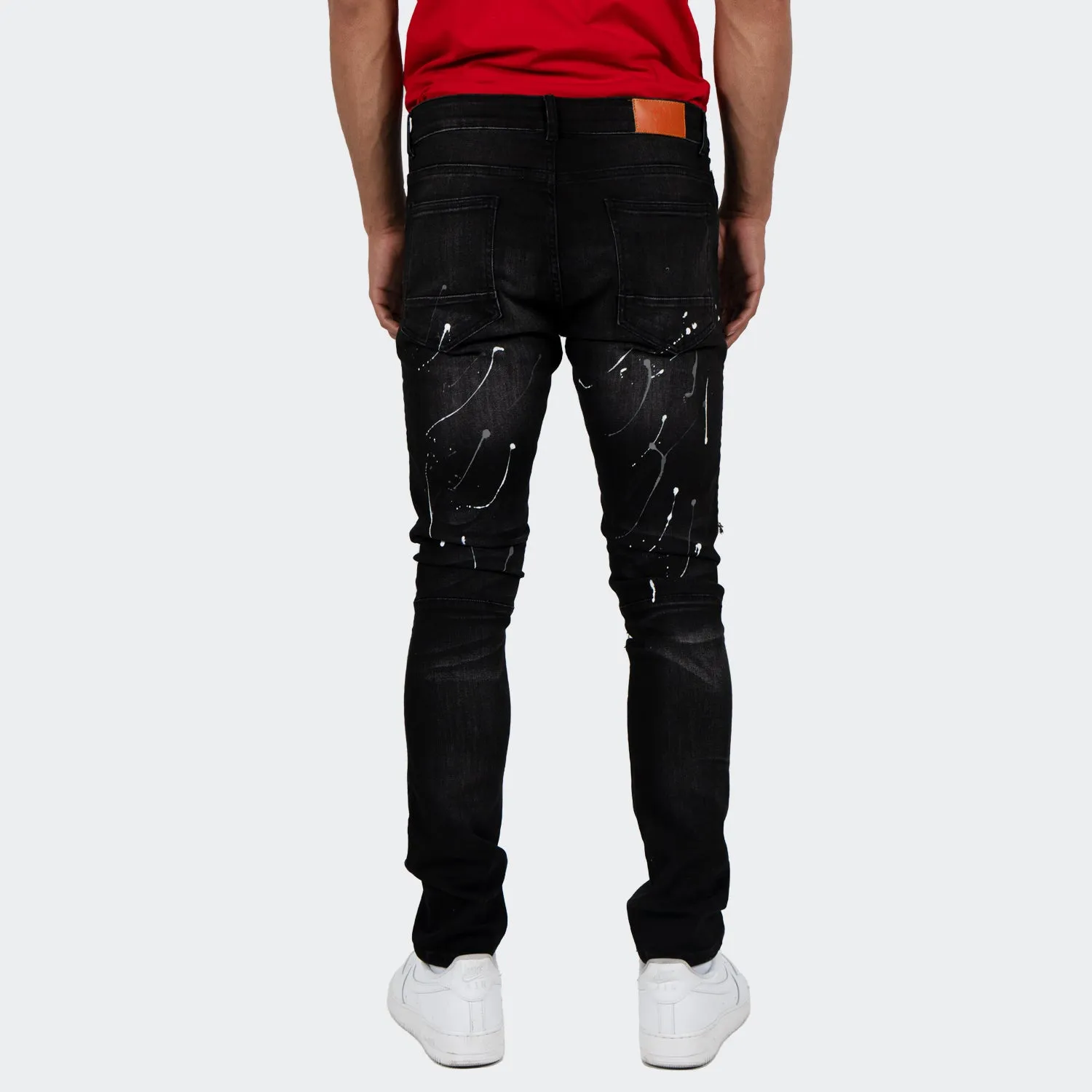 Men's TWO MILL TWENTY "Jackson" Slim Fit Distressed Denim Jeans Black Wash