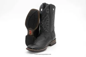 MEN'S WIDE SQUARE TOE ULTRA LIGHT SOLE GRSLY BLACK LEATHER BOOT-732705