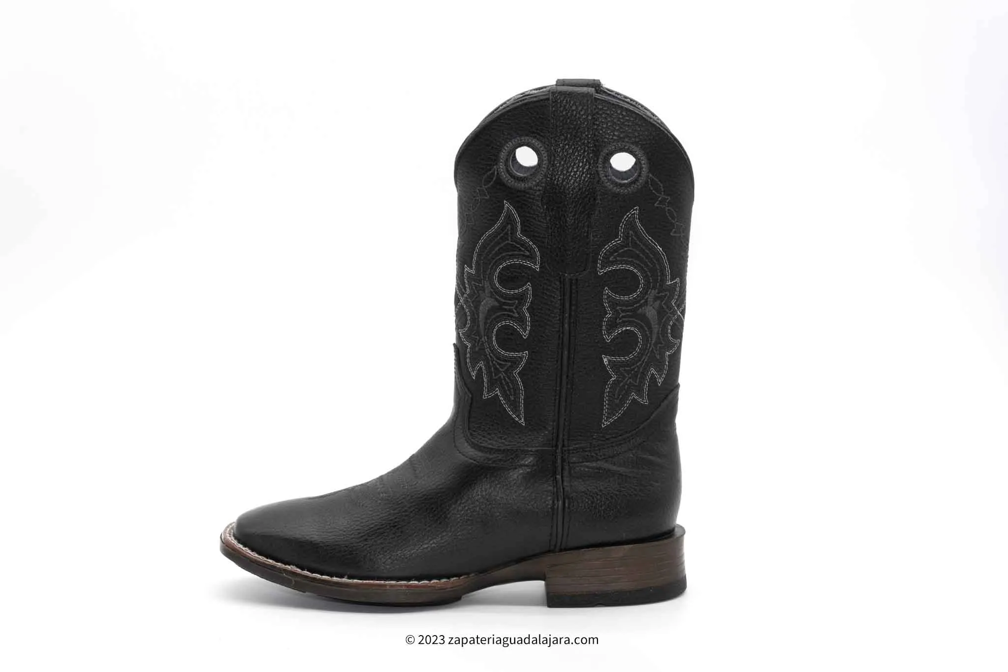 MEN'S WIDE SQUARE TOE ULTRA LIGHT SOLE GRSLY BLACK LEATHER BOOT-732705