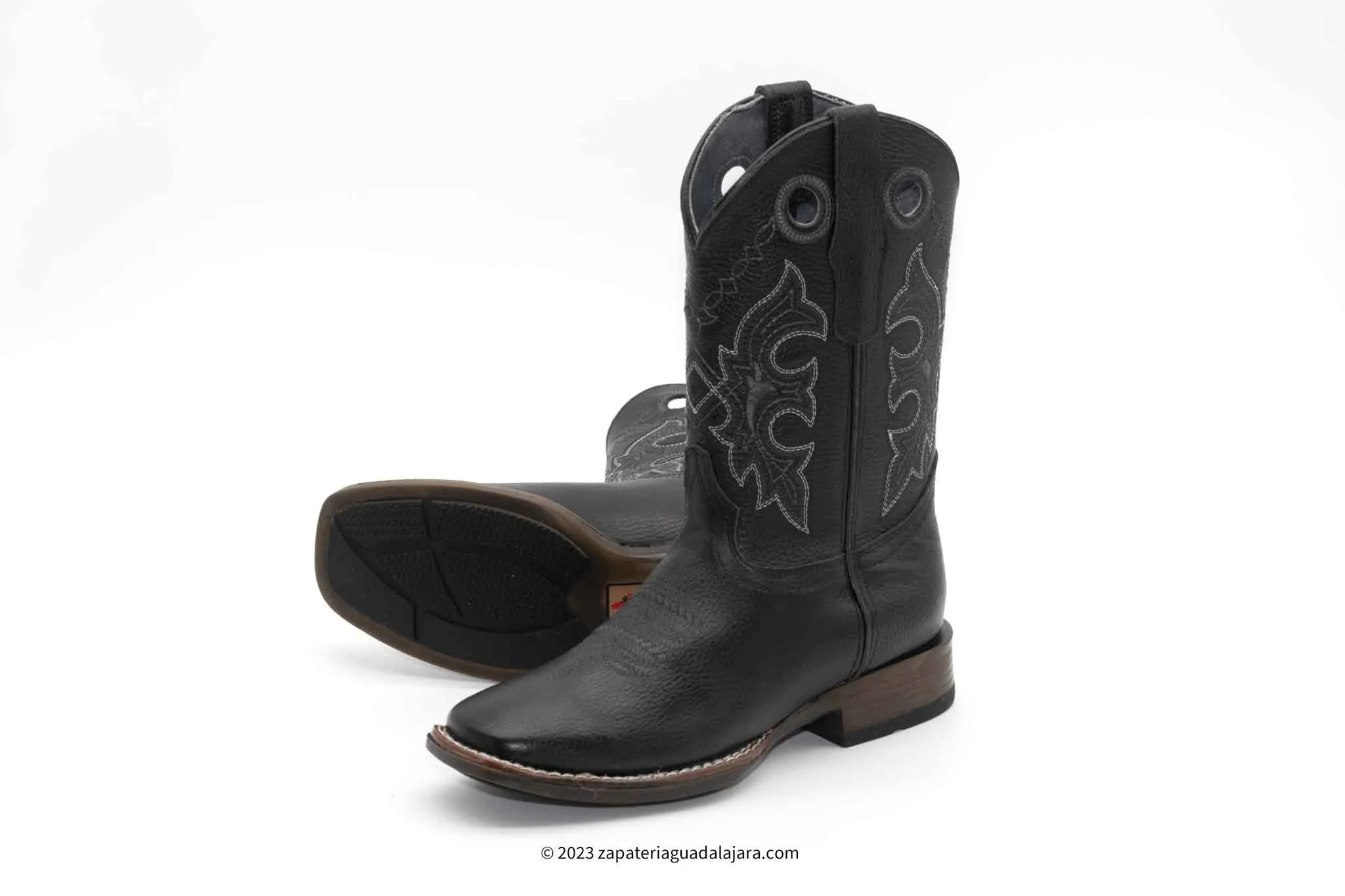 MEN'S WIDE SQUARE TOE ULTRA LIGHT SOLE GRSLY BLACK LEATHER BOOT-732705