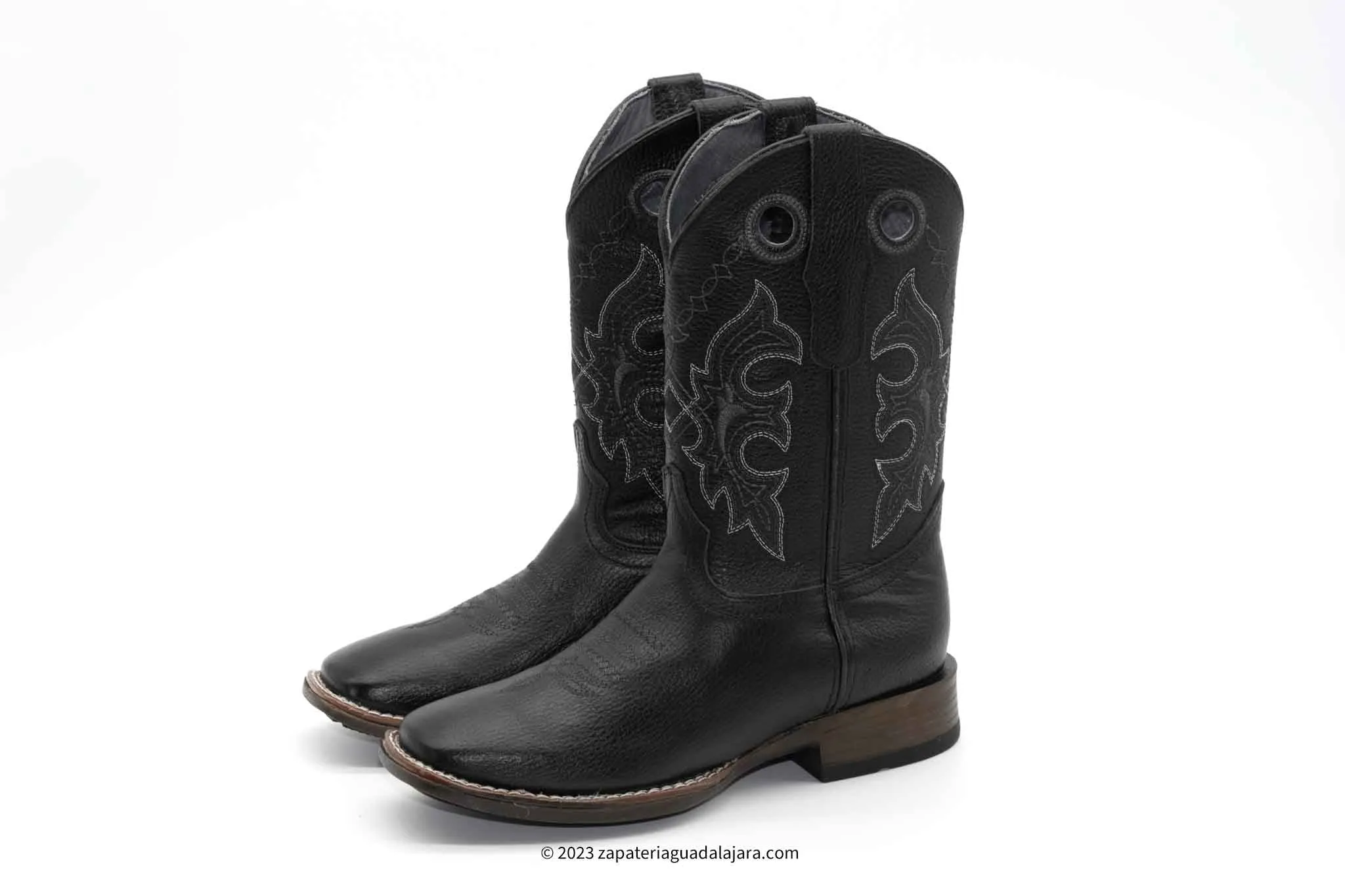 MEN'S WIDE SQUARE TOE ULTRA LIGHT SOLE GRSLY BLACK LEATHER BOOT-732705