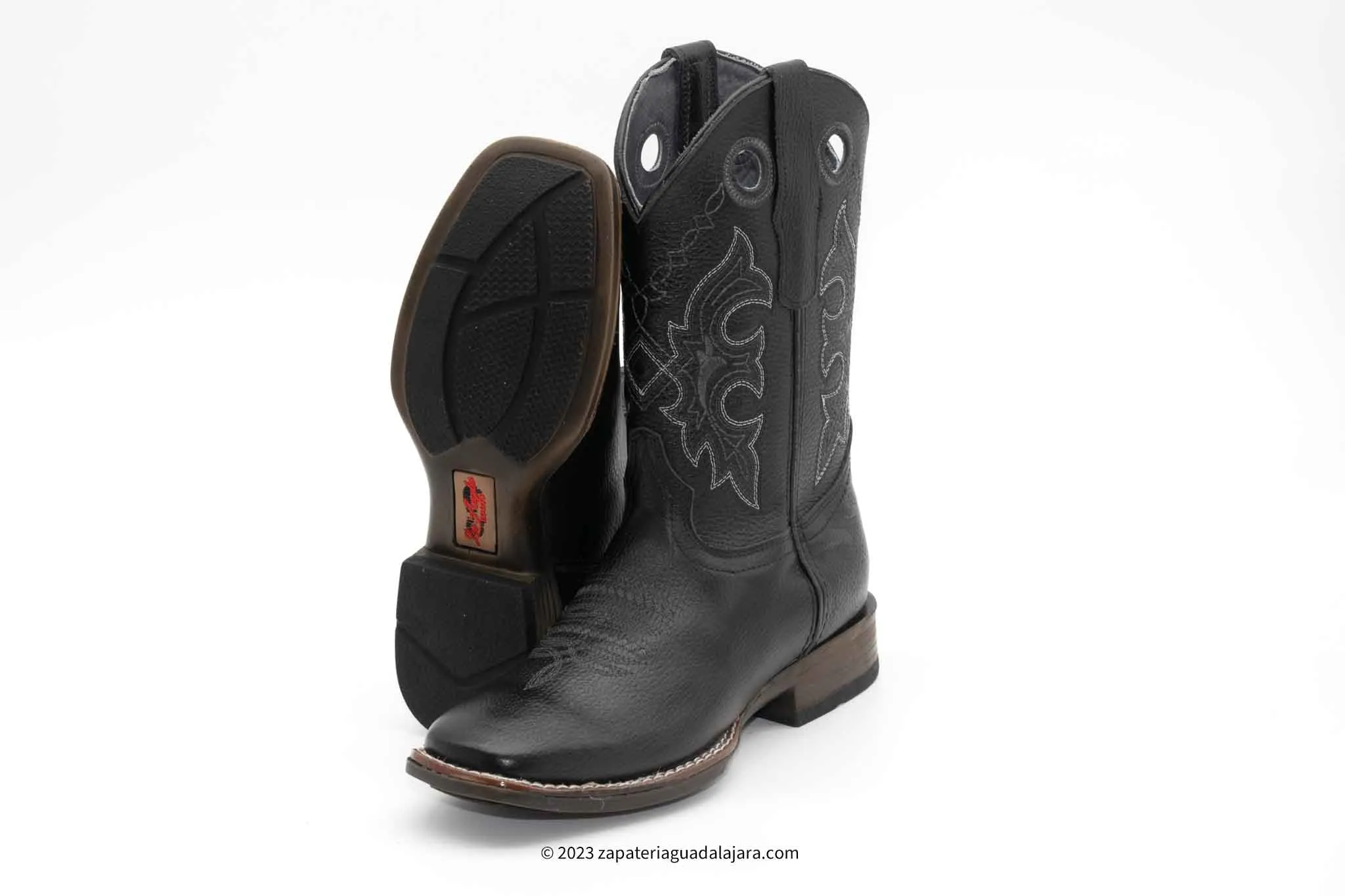 MEN'S WIDE SQUARE TOE ULTRA LIGHT SOLE GRSLY BLACK LEATHER BOOT-732705
