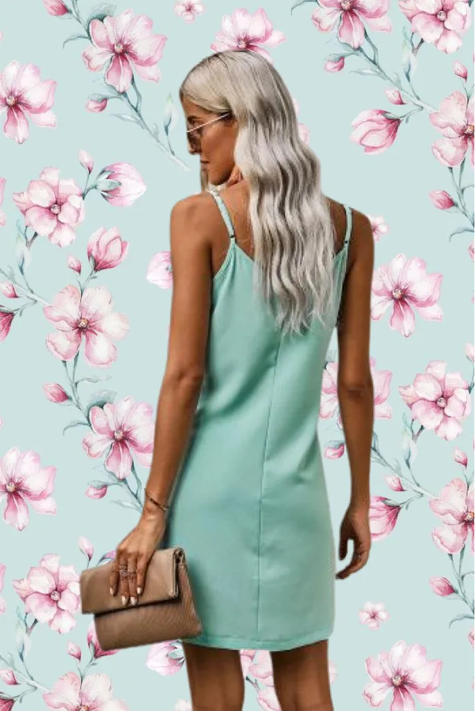 Mint Button Slip Dress