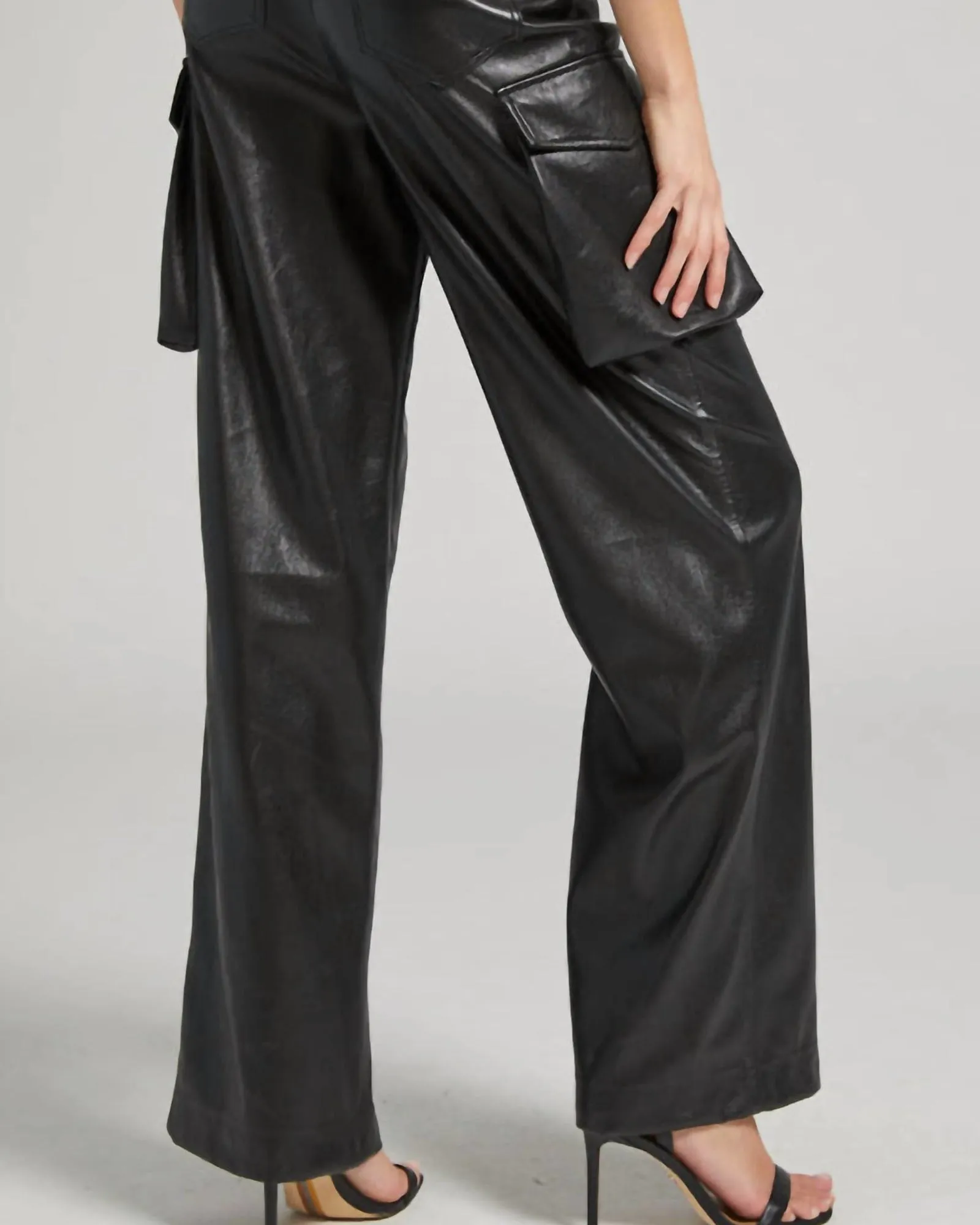 Nate Vegan Leather Cargo Pants In Black | Black
